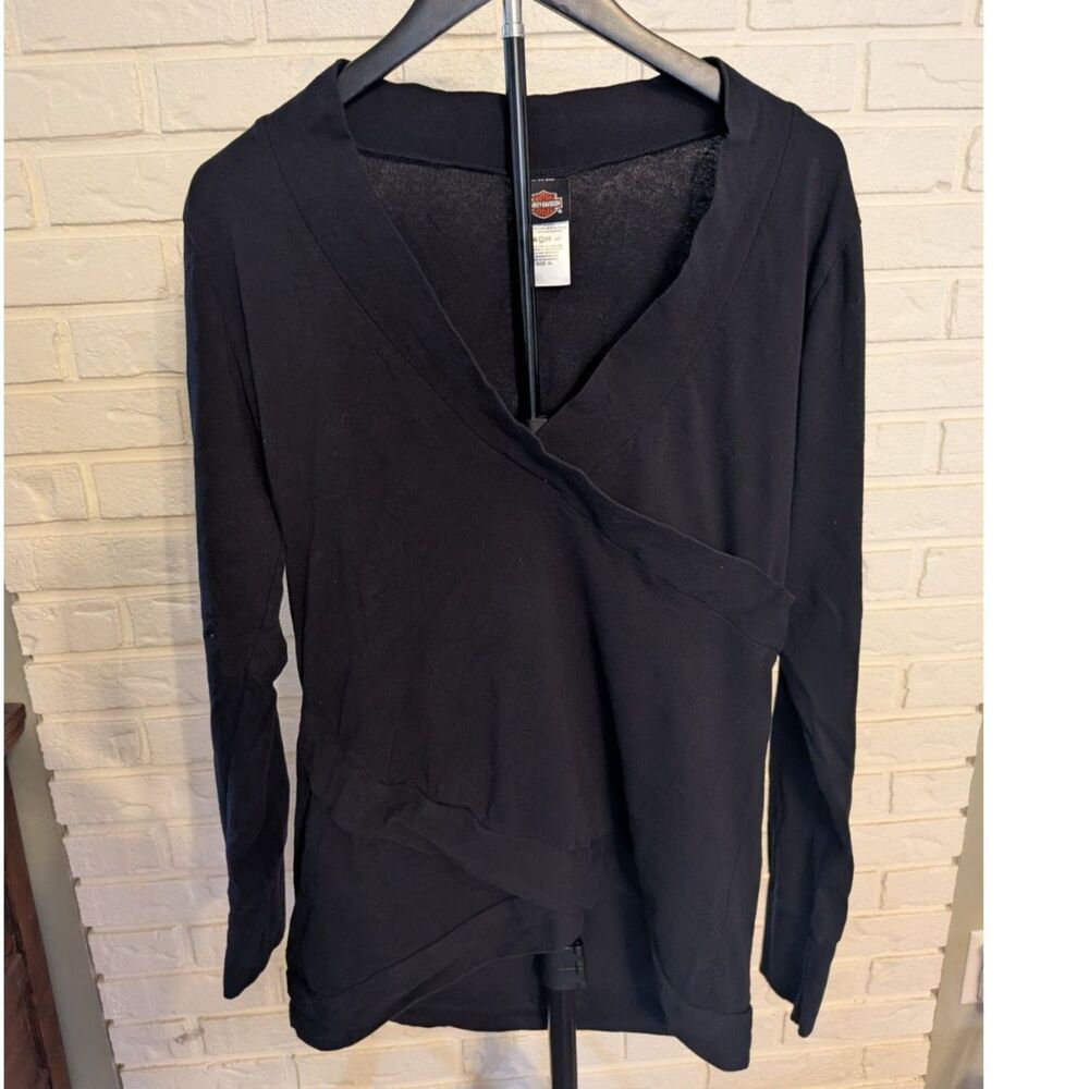 Women's Harley Davidson Size XL Draped wrap-style long sleeve shirt Savannah